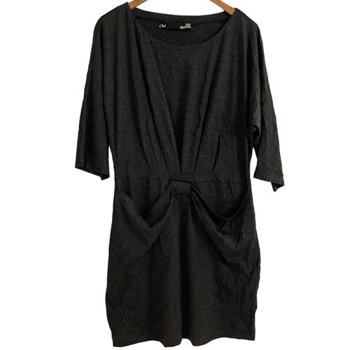 Mini abito Love Moschino in lana vergine grigio antracite manica a 3 4