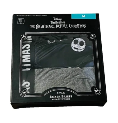 Nuevo Pack de 3 Calzoncillos Boxer Pesadilla Antes de Navidad con Bolsa Mosca Talla Med Foto 1 de 4