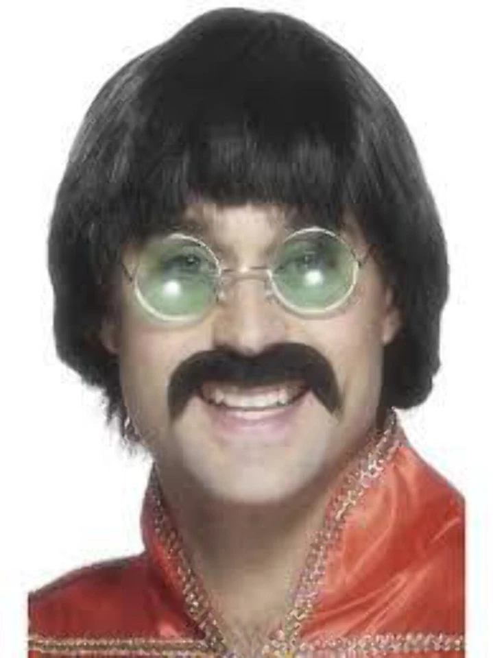 Peluca y bigote de comedia de jersey Liverpool negro de los años 70 Foto 1 de 1