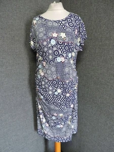 Yumi Floral Short Sleeve Jersey Dress Navy UK 14 LN025 QQ 15 - Picture 1 of 6