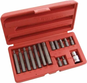 Juego de 15 piezas de brocas de llave hexagonal Allen Allan de unidad hexagonal de 1/2" métrica - Imagen 1 de 1