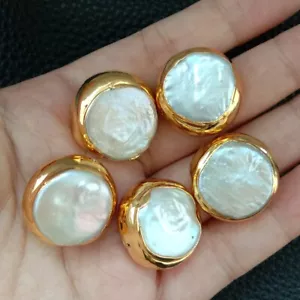 5PCS Freshwater Cultured White Coin Pearl beads findings loose beads - Picture 1 of 10
