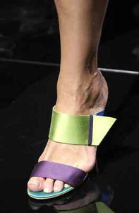 GIANNI VERSACE Vintage S/S 2003 Bloque de Color Seda Mula Tacones EU 37 / US 7 - Imagen 1 de 20