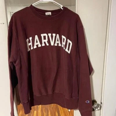Burgundy Champion Reverse Weave Harvard crewneck sweatshirt #Harvard - Image 1 of 2