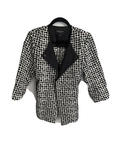 Chaqueta blazer para mujer Lafayette 148, talla 6, negra y crema, estampado a cuadros - Imagen 1 de 8