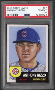 2018 Topps Living Anthony Rizzo Chicago Cubs #67 PSA 10 GEM OTTIME CONDIZIONI - Foto 1 di 2