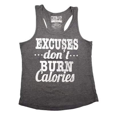 Camiseta sin mangas para mujer Chin Up Apparel espalda deportiva mediana excusas no quemar calorías Foto 1 de 4