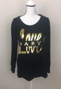Motherhood Maternity Baby Love schwarz und gold Pailletten Pullover Größe M - Bild 1 von 4