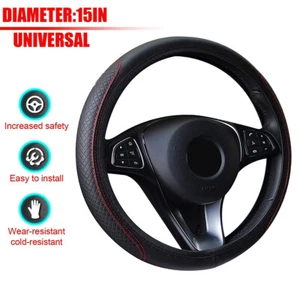 15''/38cm Black Leather Car Accessories Steering Wheel Cover Antislip For Nissan - Picture 1 of 12