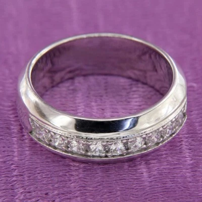 1.00 Ct Round Cut Cubic Zirconia Men's Wedding Band Ring 14K White Gold Plated - Изображение 1 из 4