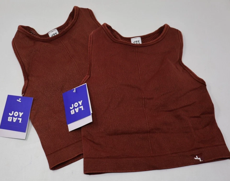 Women's Seamless Mesh Back Tank Bra JoyLab Brown XS