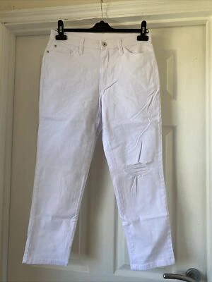 White Cropped Ripped Jeans Size 12 - Image 1 of 4