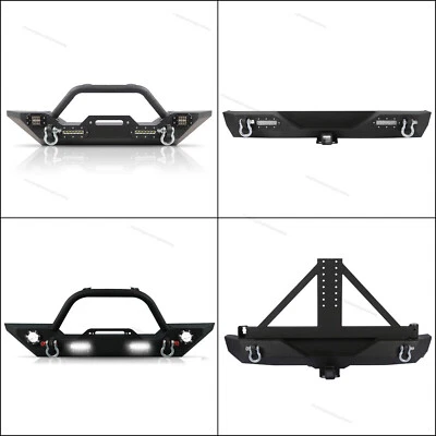 Para Jeep Wrangler JK Rock Crawler 07-18 parachoques delantero/trasero cabrestante placa LED anillo en D Foto 1 de 4