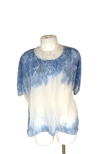 Cabi Damen Gr. M L Top Tunika Shirt Bluse Pullover Weiß Blau Ombre Neu ohne Etikett - Bild 1 von 6