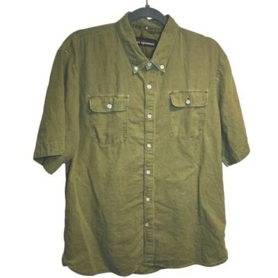 Camisa para hombre Reyn Spooner talla XL mezcla de lino abotonada manga corta verde Foto 1 de 4