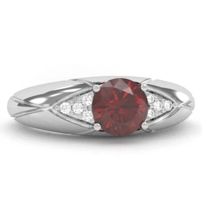 Designer Lab-Created Ruby Diamond Cocktail Ring In Solid 14k  Gold - Image 1 of 4