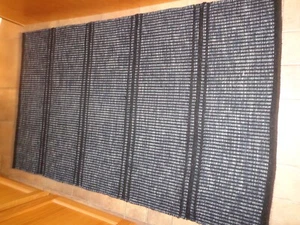 Dash & Albert Malta Navy Woven Rug Handmade 3'x5' Wool Stripes - Picture 1 of 23