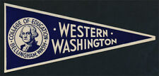 Western Washington College _RARE ORIG 30's Trunk Tag vtg Vikings pennant sticker