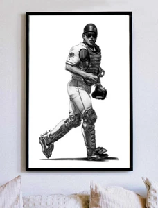 Ivan Pudge Rodriguez Texas Rangers Baseball Hall of Fame Print Wall Art 16x24 - Picture 1 of 5