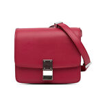 Authenticated Celine Small Classic Box Red Calf Leather Crossbody Bag