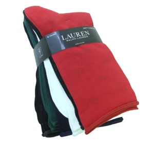 6 PR Ralph Lauren Damen Hosensocken Rolltop Asst rot schwarz weiß grün - Bild 1 von 1