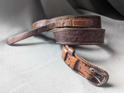 Cinturón hebilla vintage TOOLED 38 cuero de vaca cuero occidental bellota textán guardabosques Foto 1 de 4