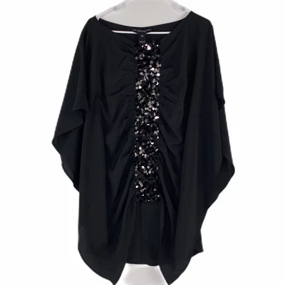 Top Colleen Lopez My Favorite Things Negro Adornado Lentejuelas Manga Acampanada XS Foto 1 de 4