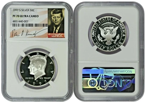 1997 S SILVER KENNEDY HALF DOLLAR 50C NGC PF 70 ULTRA CAMEO E1 Cover