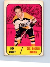 VINTAGE HOCKEY CARD TOPPS 1967 BOSTON BRUINS DON AWREY NO858