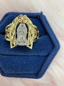 Big solid 14k gold virgin Mary guadalupe Ring Size 6 7 8 9 10 11 - Picture 1 of 3