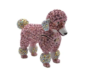 Ciel All Jeweled Poodle Trinket Box. Hand Set Austrian Crystals Enamel - Picture 1 of 6
