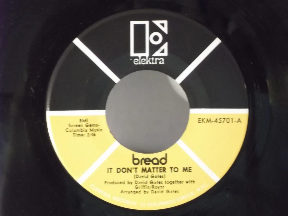 Bread,Elektra"It Don't Matter To Me"US,7"45,1969 hit pop rock ,black/tan label,M - Image 1 of 2