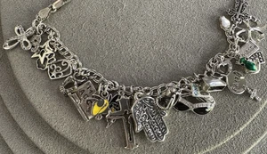 Heavy Loaded Sterling Silver Multi Charm Bracelet - Picture 1 of 10