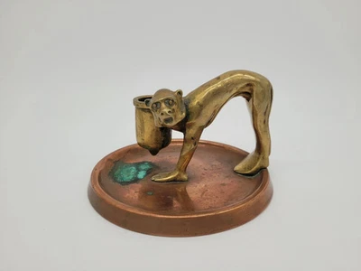 Kerzenständer Kerzenhalter Bronze Kupfer Figur eines Affen Vintage Dekoration - Bild 1 von 4