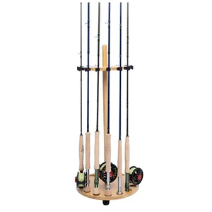 15 Ruten Angelrutenhalter Holz Angelständer für Garage Rund Bodenständer - Bild 1 von 10