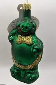 Turtle With Gold Shell Blown Glass Glitter Ornament Germany 4.25”Hx2”Wx1.25”L - Picture 1 of 9