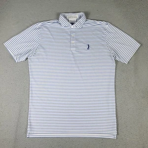 Holderness & Bourne Polo Shirt Mens Large Blue Striped White Golf Short Sleeve - Picture 1 of 6