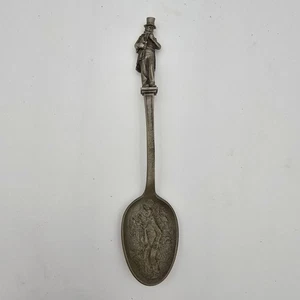 Vintage Pewter Decorative Spoon Charles Dickens Design Figurine Handle Rustic - Picture 1 of 8