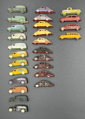 Lot of 26 Tootsietoy Cracker Jack Toys, Panel Van, Chrysler Airflow, Etc. - Image 1 of 4