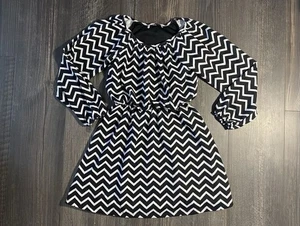 Girls Dress Size 8 Black White Chevron Long Sleeve Speechless - Picture 1 of 5