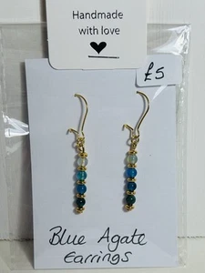 Blue Agate Earrings  - Picture 1 of 1