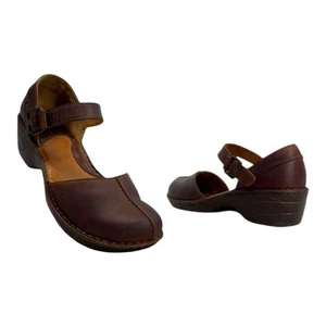 BORN CONCEPTS Womens 7.5 Leather NELLIE Platform Maryjane Wedge Clogs BROWN - Picture 1 of 17