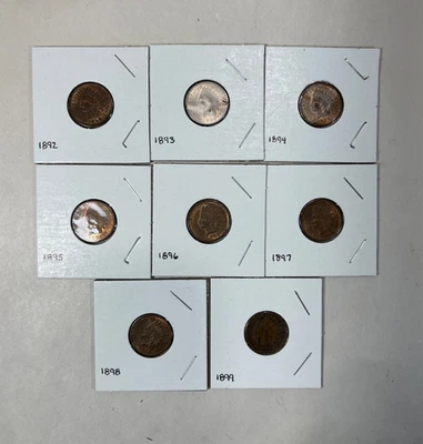 Indian Head Cents 1892 1893 1894 1895 1896 1897 1898 1899 - Image 1 of 4