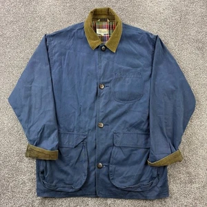 Vintage North Country Field Jacket Mens L Blue Button Chore Barn Flannel Lined - Picture 1 of 7