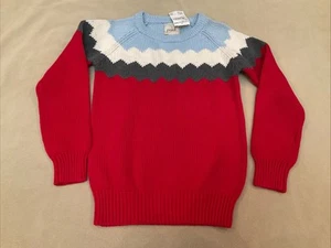 Peek Sweater Girls Boys 10 Red Blue Grey Chevron Nordstrom Rack Nwt - Picture 1 of 4