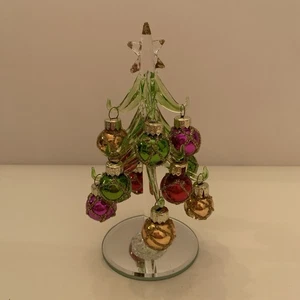 Mini Adornos Brillantes Mini Árbol de Navidad LS Arts Vidrio Nuevo en Caja - Imagen 1 de 10