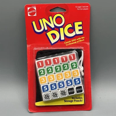 Vintage Uno Dice with Storage Pouch Mattel 1996 Brand New Factory Sealed - Image 1 of 3