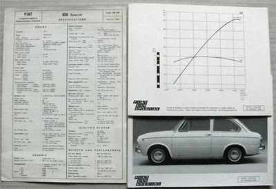 Paquete de información de prensa de coche FIAT 850 ESPECIAL fotos enero 1968 Foto 1 de 4