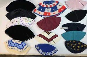 Lot Of 14 Vintage Yarmulke Yamaka Kippah Head Cover Jewish Judaica Wedding - Picture 1 of 24