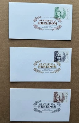 US 2018 FDCs +Statue of Freedom #5295-27 +3-Color Laser Cancels +3 Hi-Value FDCs - Image 1 of 2